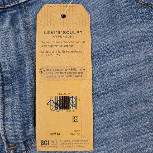 NWT Levis 721 high rise skinny jeans blue denim 16w womens 5838d - Picture 3 of 13